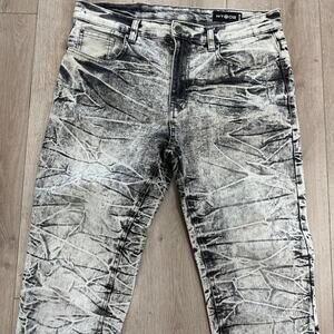 WT02 Men's Acid Wash Skinny Jeans size 34x30 B29